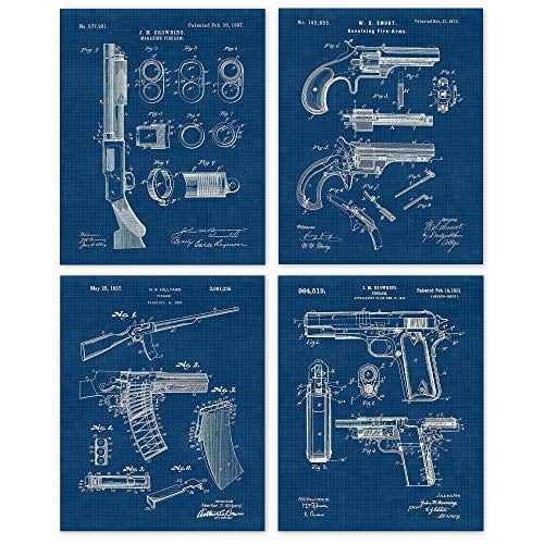 Automatic Rifle Gun And Pistol Set Of 4 Patent Prints Unframed Poster Art